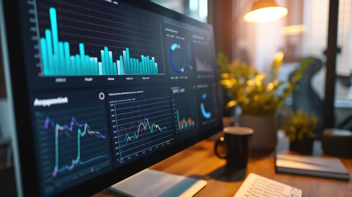 Analytics dashboards and charts displayed on a monitor
